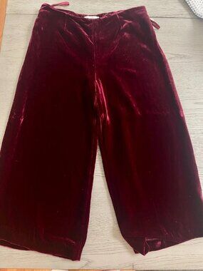 NWT Burgundy Velvet Wide Leg Boho Pants